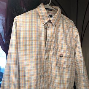Ivy Crew pastel plaid button down collar, long sleeve oxford. Large.
